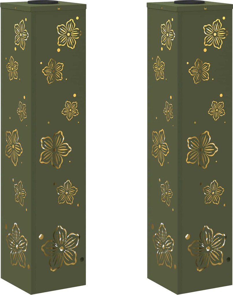 vidaXL Lumină LED Solară pentru Alei 2 pcs Verde măsliniu