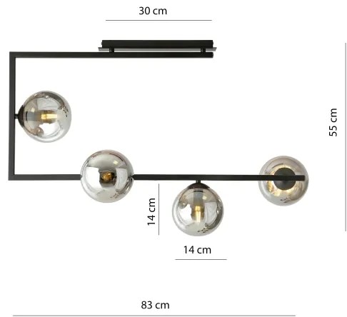 Lustră pe tijă SOMA 4xE14/10W/230V negru/gri