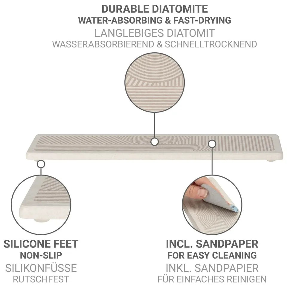 Scurgător de vase bej din diatomit 30x8 cm Damon – Wenko