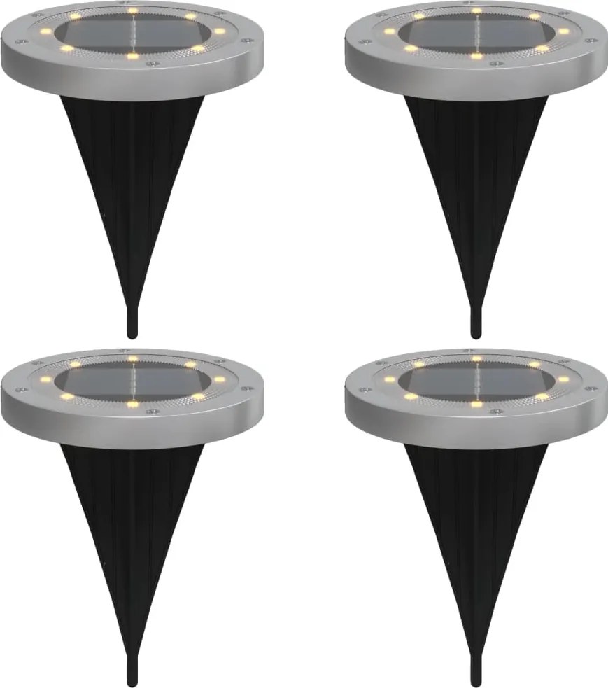 vidaXL Lămpi solare cu țăruși de sol pentru exterior, 4 buc. alb cald