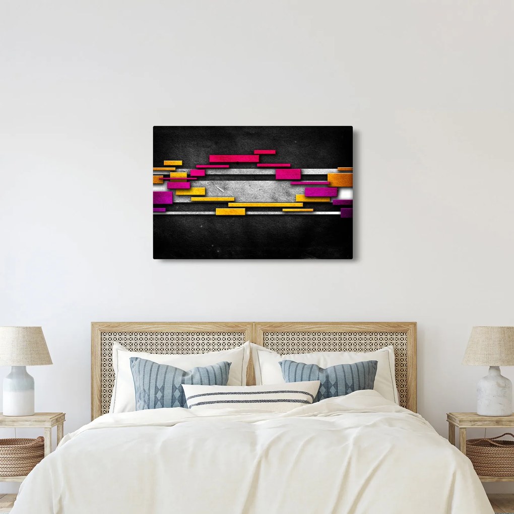 Tablou - Abstrac colorat, fundal negru (90x60 cm)