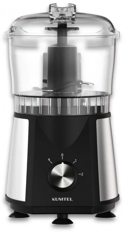 Robot de bucatarie 3in1 Kumtel HFP-02, 350W, Blender, Tocator, Razatoare, 500ml, 2 viteze, Fara BPA, Inox / Negru