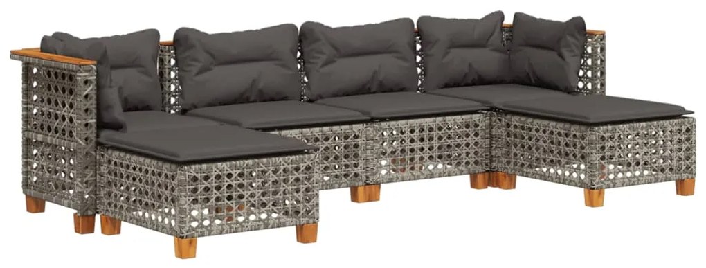 3261951 vidaXL Set mobilier grădină cu perne, 6 piese, gri, poliratan