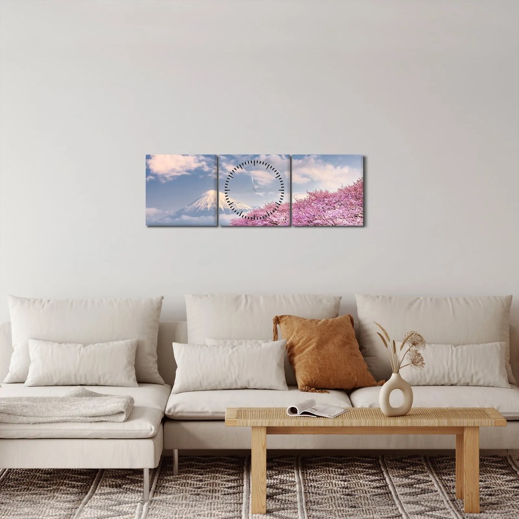 Tablou - Peisaj de primăvară japonez (cu ceas) (90x30 cm)