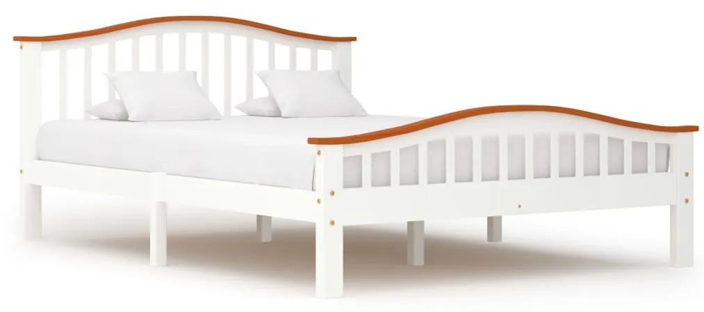 283343 vidaXL Cadru de pat, alb și stejar, 140 x 200 cm, lemn masiv de pin