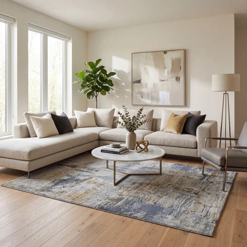 Covor albastru/bej 154x230 cm Springs – Universal