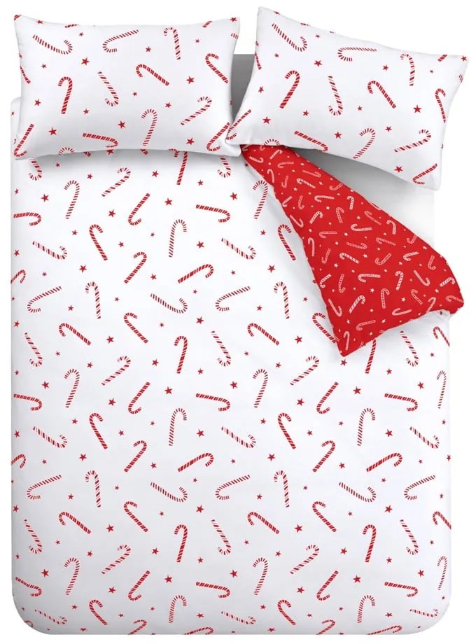 Lenjerie de pat roșie/albă pentru pat de o persoană 135x200 cm Candy Cane – Catherine Lansfield