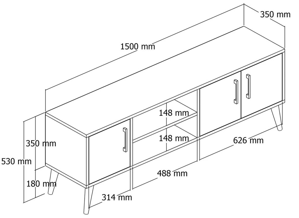 Consola TV Exxen Stejar 150x52x34 cm