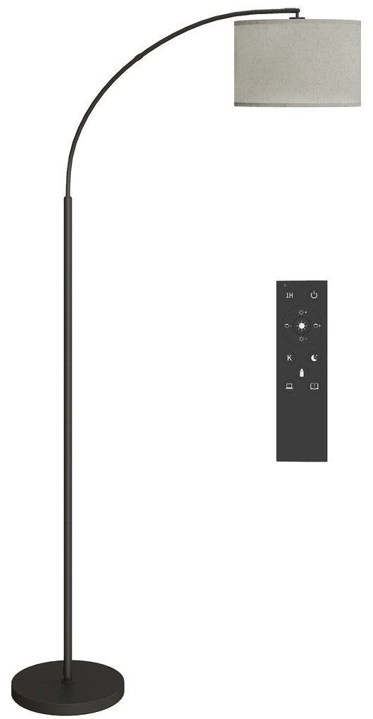 HOMCOM Lampada da Terra Regolabile Telecomando e Timer 1h Paralume Girevole Nero | Aosom Romania