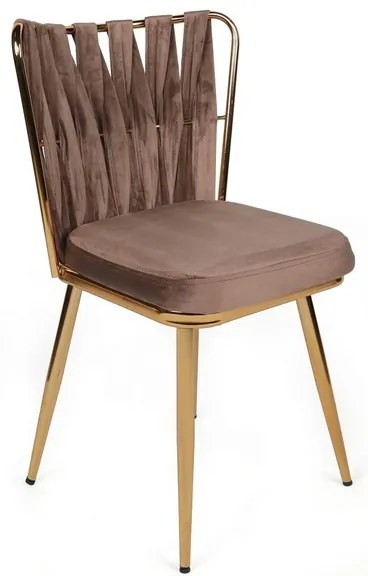 Set de scaune de sufragerie Kusakli Light Brownand Gold, 4 buc., 4 buc