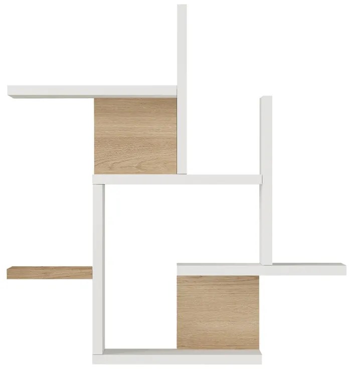 Raft de perete Nogara, Pako World, Alb-Natural, 62x14x66 cm
