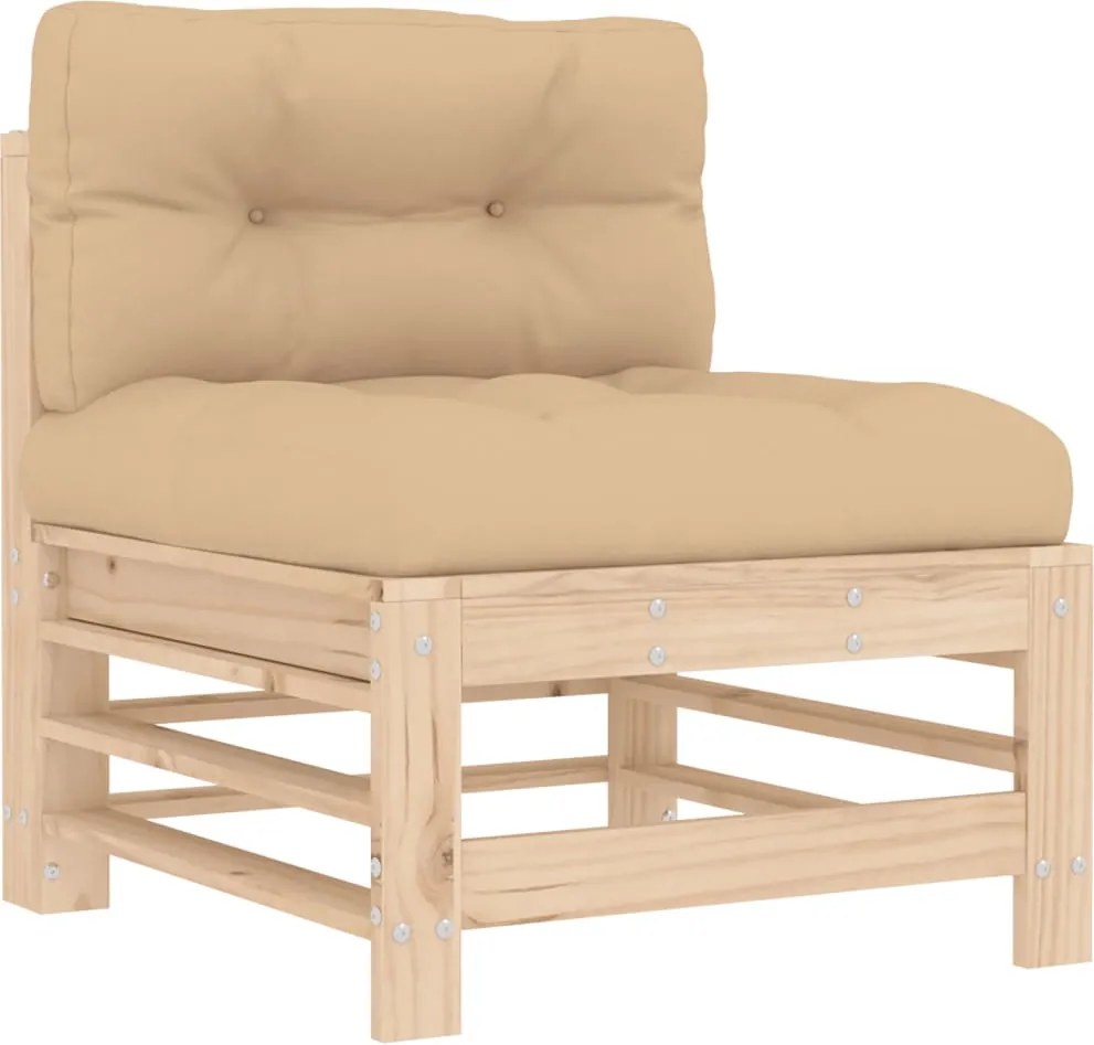 vidaXL Canapea de mijloc cu perne, lemn masiv de pin