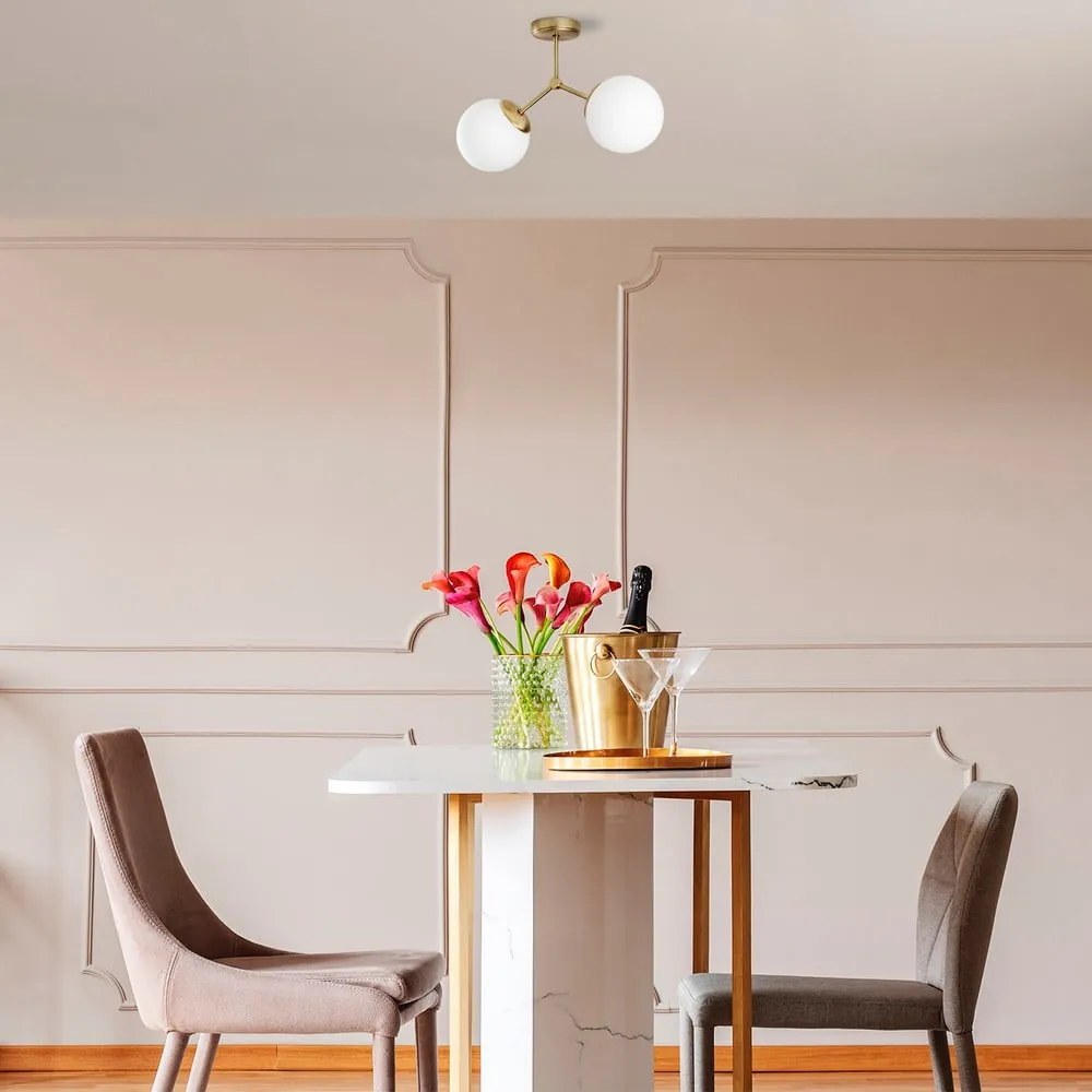 Plafonieră albă/alămie cu abajur din sticlă 15x44 cm Damar – Opviq lights