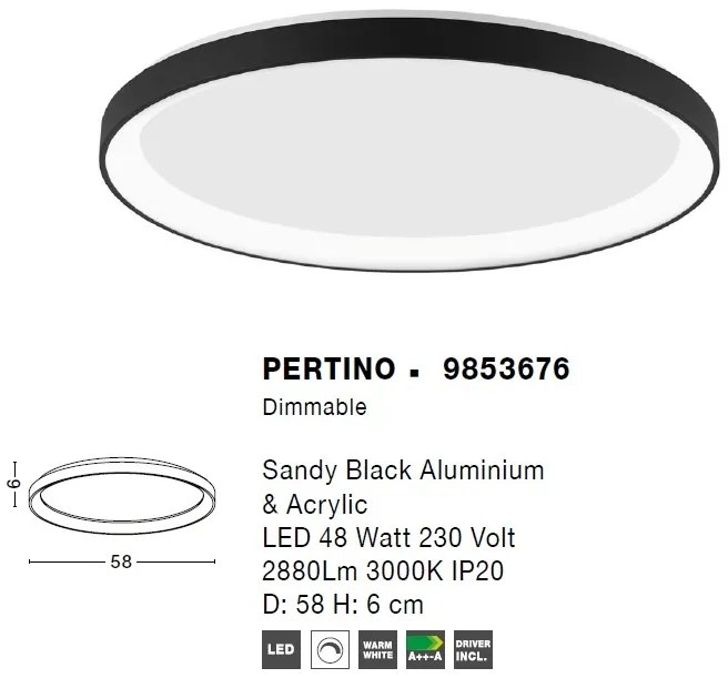 Lustra LED moderna aplicata design slim 58cm PERTINO negru NVL-9853676