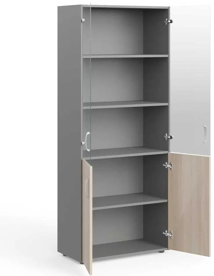 Dulap înalt Manager 79,9 x 42,2 x 196,5 cm, salcâm deschis / gri
