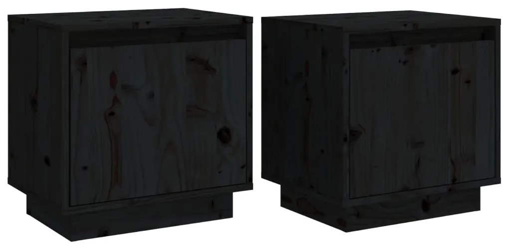 813314 vidaXL Noptiere, 2 buc., negru, 40x30x40 cm, lemn masiv de pin