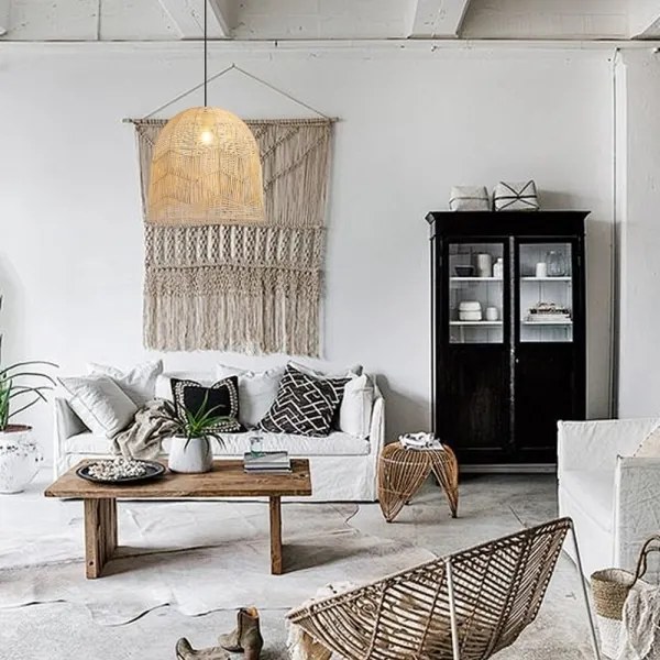 Lustră pe cablu Immax 08263L PELO 1xE27/40W/230V d. 50 cm ratan