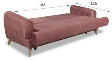 Canapea Extensibila Glamour Cu 3 Locuri, Roz, 220 X 94 X 86 Cm