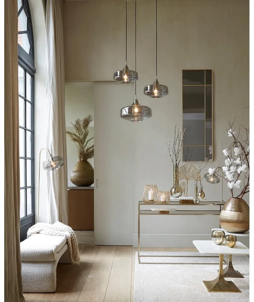 Bancă crem cu tapițerie din țesătură bouclé Nafya – Light &amp; Living