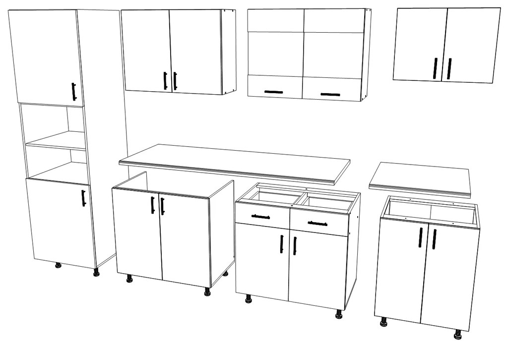 Set haaus V23, Stejar Bronz/Alb, Blat Thermo 28 mm, L 280 cm