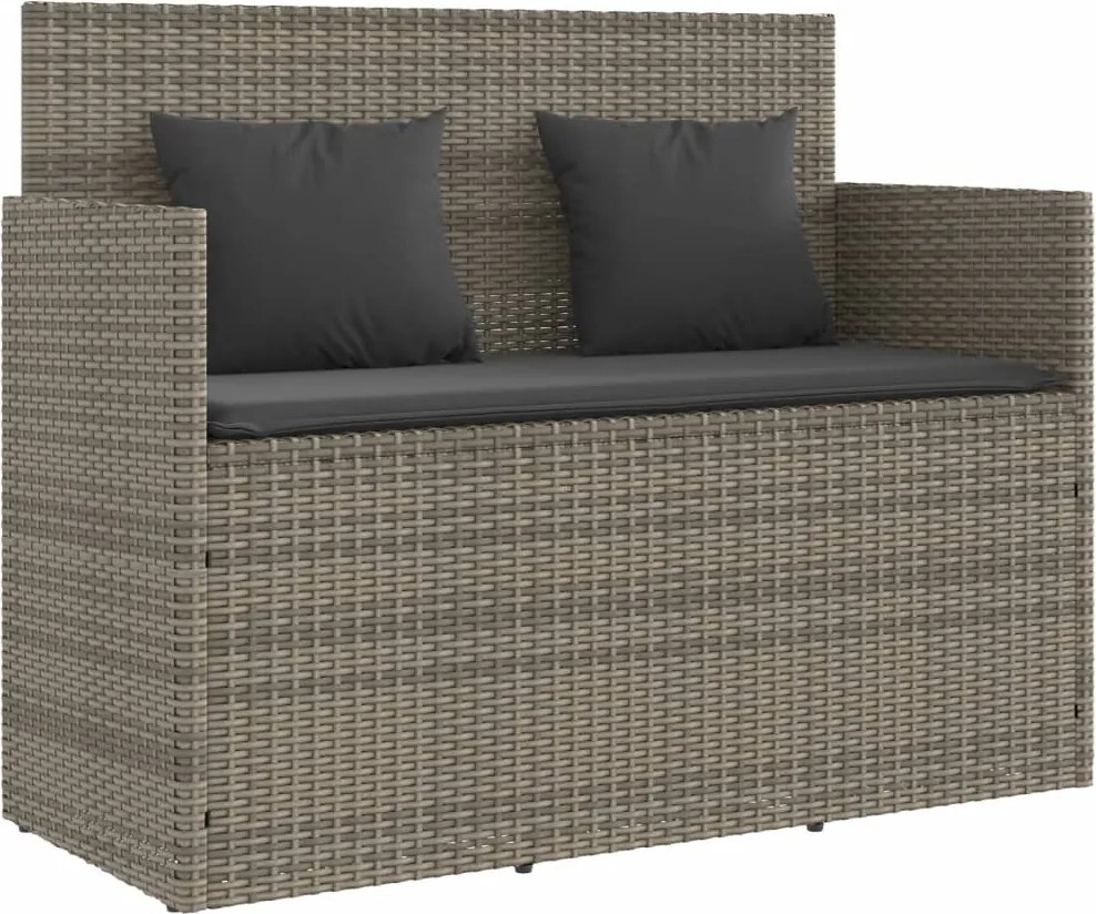 vidaXL Bancă de grădină cu pernă, gri, poliratan