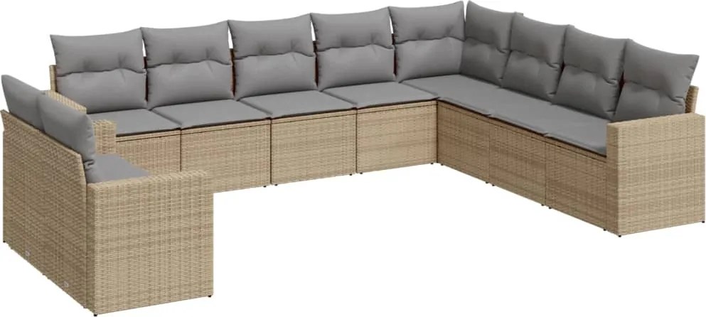 vidaXL Set canapele de grădină cu perne, 10 piese, bej, poliratan