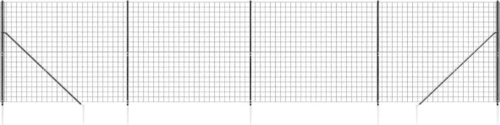 vidaXL Gard plasă de sârmă cu țăruși de fixare, antracit, 1,6x10 m