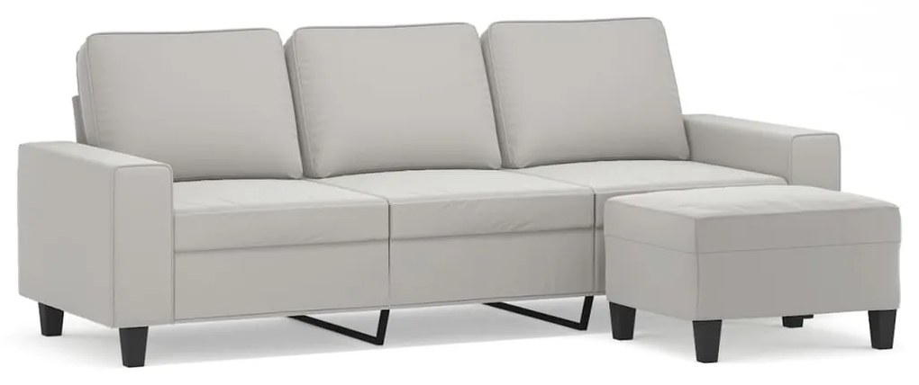 3153534 vidaXL Canapea cu 3 locuri și taburet, gri închis, 180 cm, microfibră