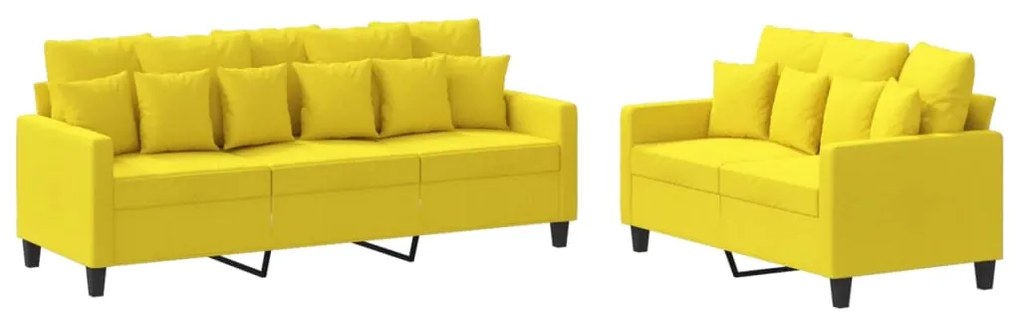 3201669 vidaXL Set de canapele cu perne, 2 piese, galben deschis, textil