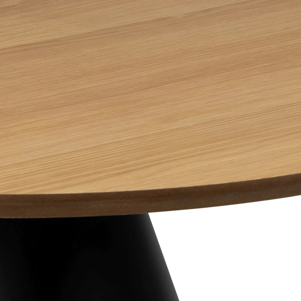 MAZZONI EXPORT BOSCO Stejar natural/picior negru - MASĂ DE CAFEA ROTUNDĂ 65 cm MASĂ DE CAFEA PENTRU SUFRAGERIE FURNIR