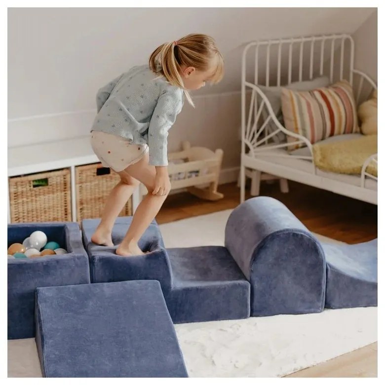 Teren de joacă din spumă bej 3 buc. din catifea înălțime 30 cm 45x143 cm Montessori – Meowbaby