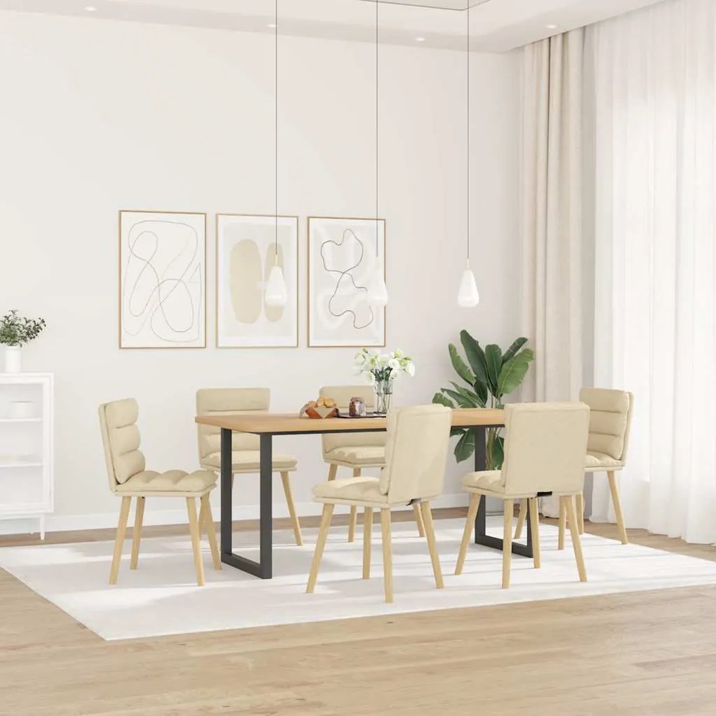 vidaXL Scaune de sufragerie, 6 buc., crem, țesătură