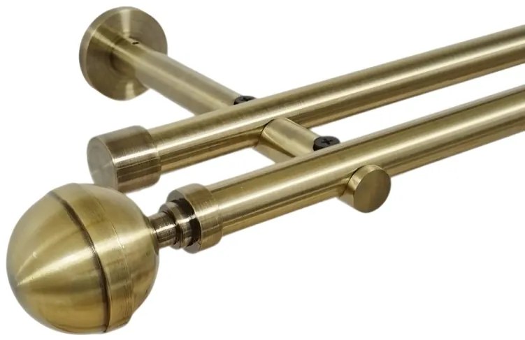 Galerie dubla picior universal fara inele prindere perete kula lux 19/19 mm aur antic (Alege marime: 400 cm)