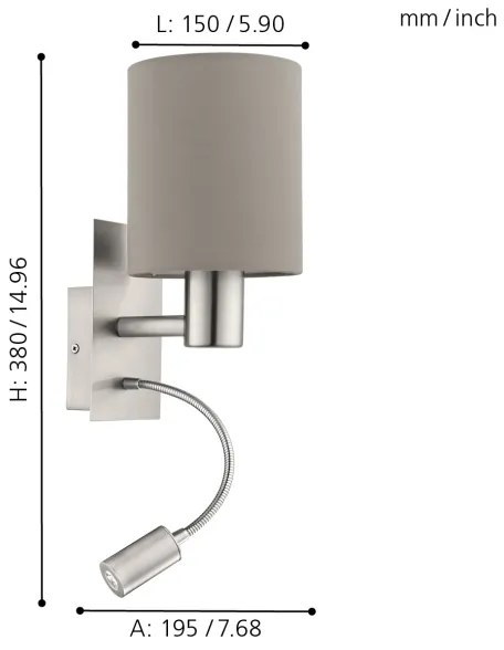 Eglo 96478 - Lampă LED flexibilă PASTERI 1xE27/40W+LED/3,8W taupe