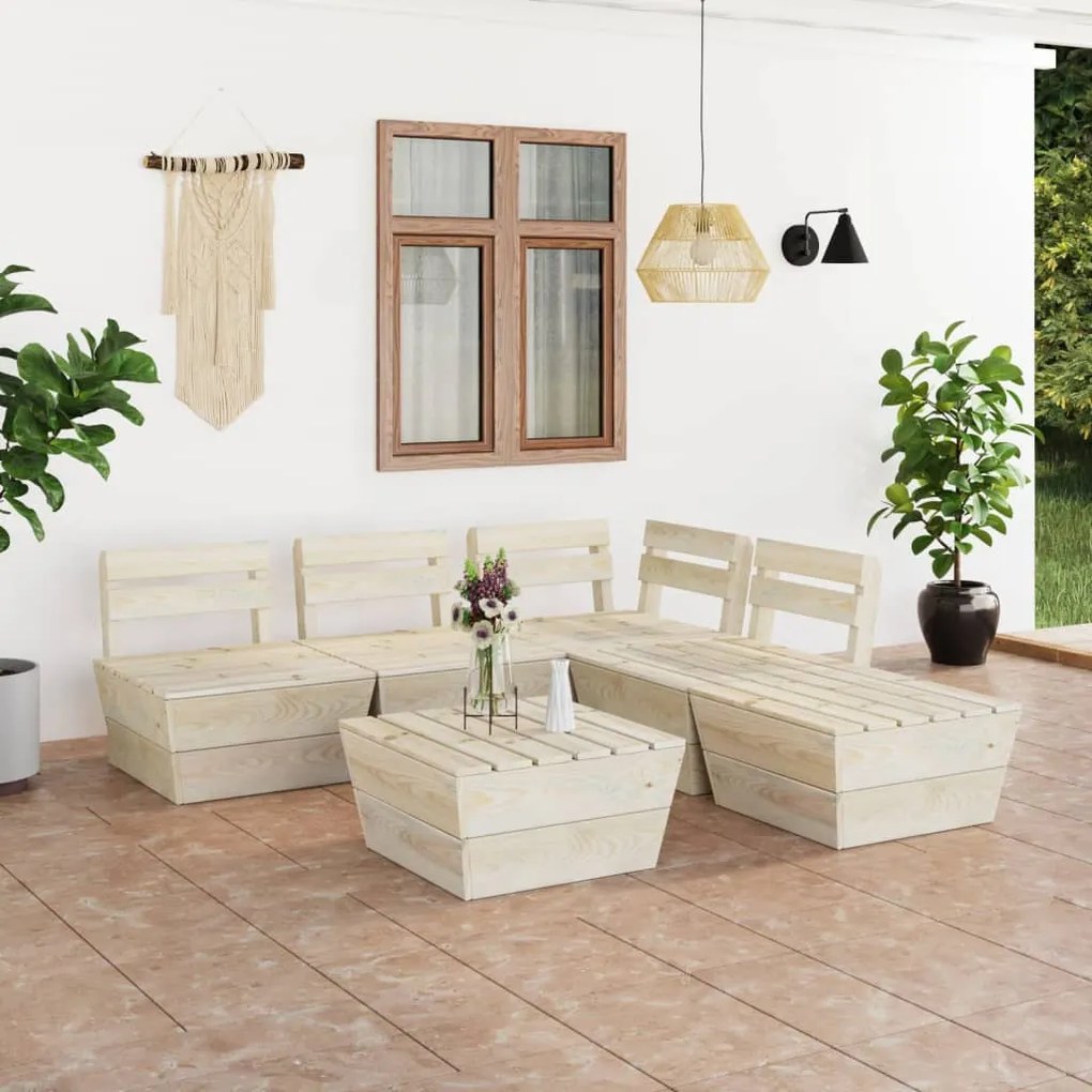vidaXL Set de mobilier paleți de grădină 6 piese lemn molid tratat