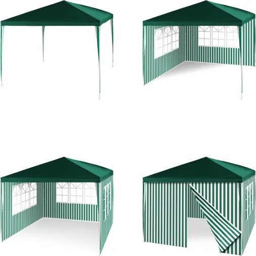 Cort de petrecere în grădină - verde 3 x 3 m + 2 pereți late