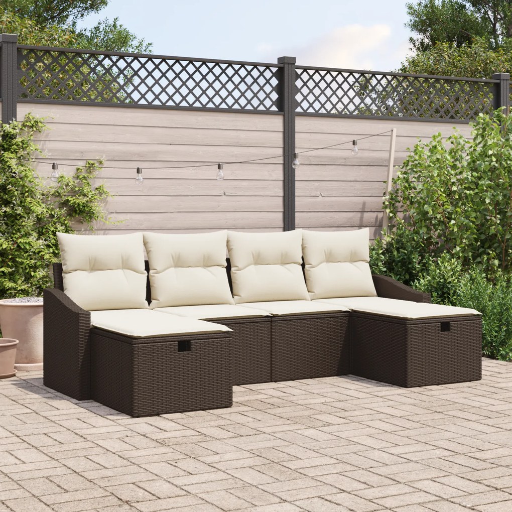 vidaXL Set de canapele pentru grădină 6 pcs Maro 55 x 62 x 69 cm