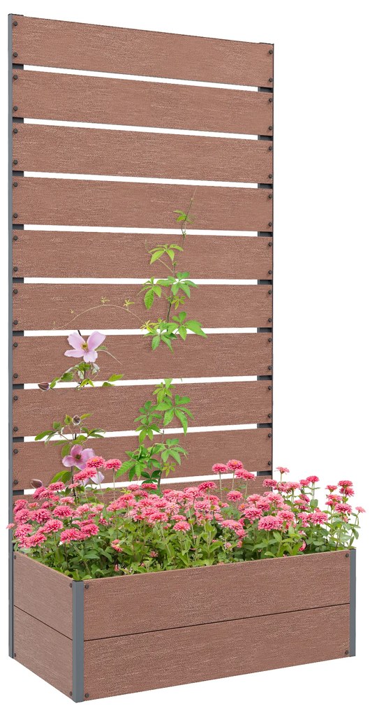 Outsunny Ghiveci de Gradina cu Spalier pentru Plante Cataratoare, Vita de Vie, Flori, Pat Independent Ridicat pentru Gradina, de Exterior