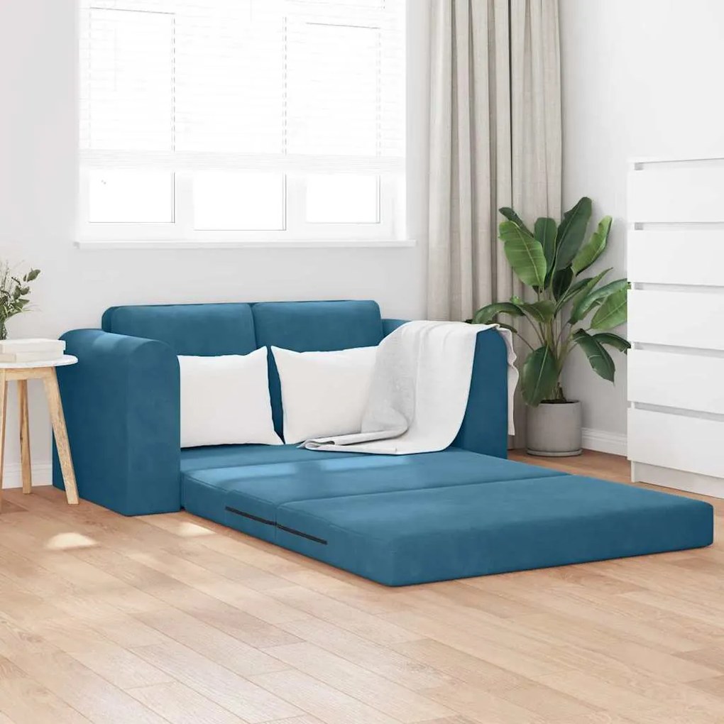 vidaXL Canapea Pat 2 în 1 Albastră 148x71x83 cm Catifea