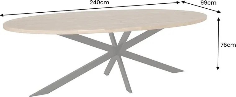 Masa de sufragerie ovala, Lemn de mango, Natur, GALAXIE 240cm