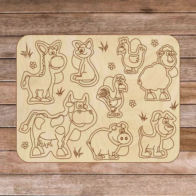 SENTOP | Puzzle pentru copii din lemn - Animale de fermă 8 piese | SENTOP
