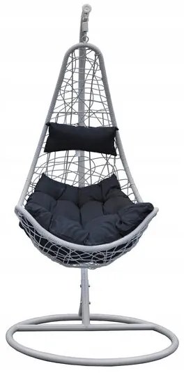 Scaun leagan suspendat, Jumi, poliratan, otel, gri/antracit, max 120 kg, 79x70x120 cm