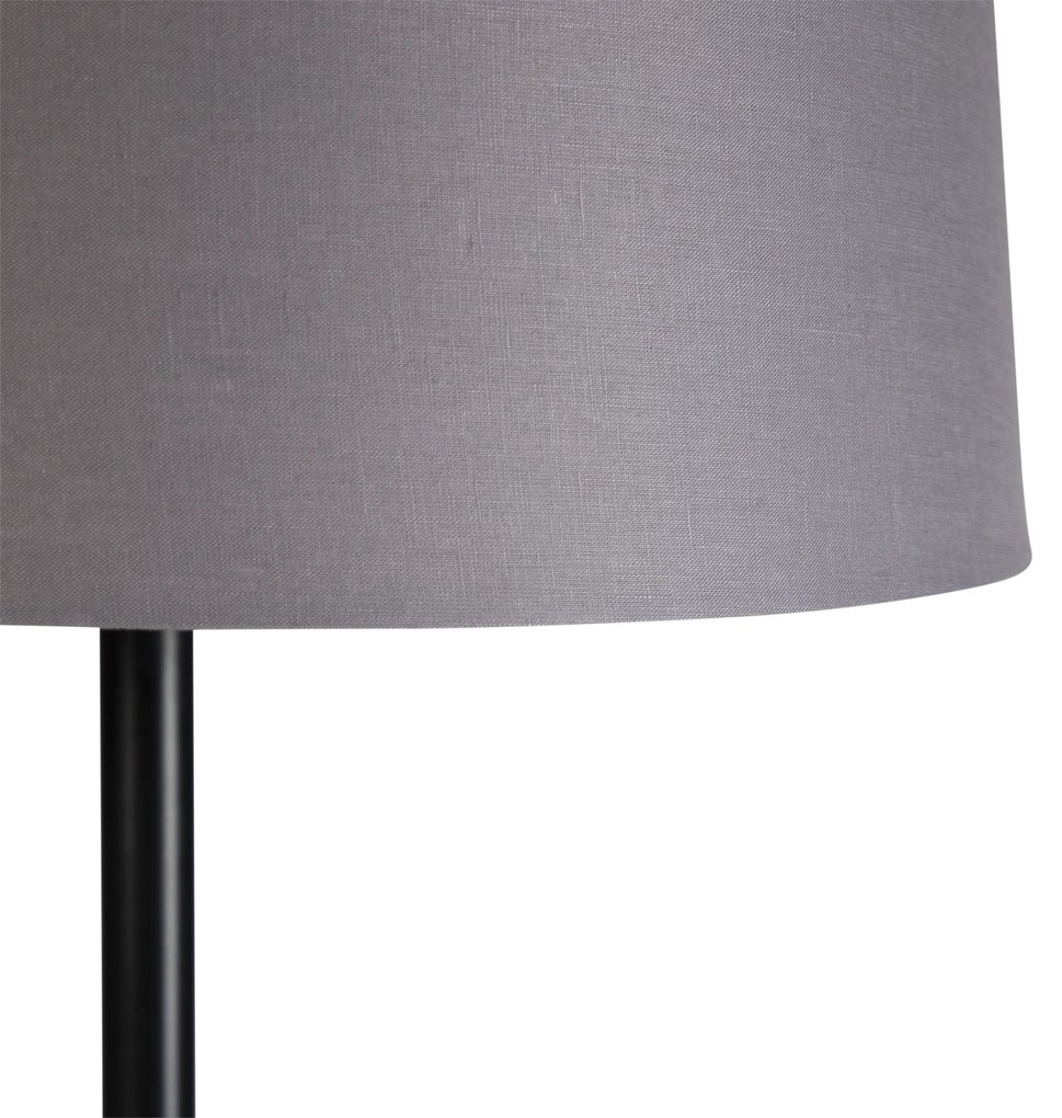 Lampă de podea neagră cu nuanță de in gri închis 45 cm - Simplo