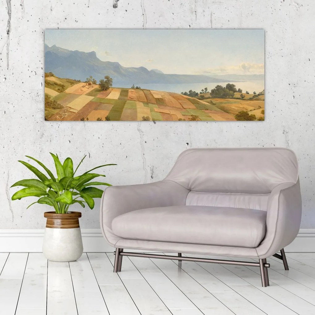 Tablou - Alexandre Calame, Swiss Landscape, reproducere (120x50 cm)