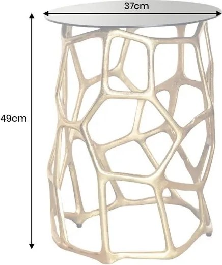Masuta Laterala, Aluminiu, Auriu, Sticla, Negru, LIQUID GEOMETRIE 50cm