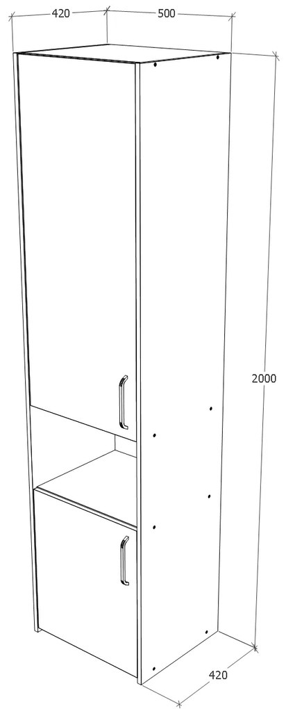 Dulap haaus Malmo, 2 Usi, cu spatiu, Stejar Artisan/Argila, 50 x 42 x 200 cm