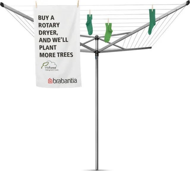 Uscator de rufe pentru exterior Brabantia TopSpinner 1003461, 50 m, Suport metalic, Rezistent la coroziune, Inox