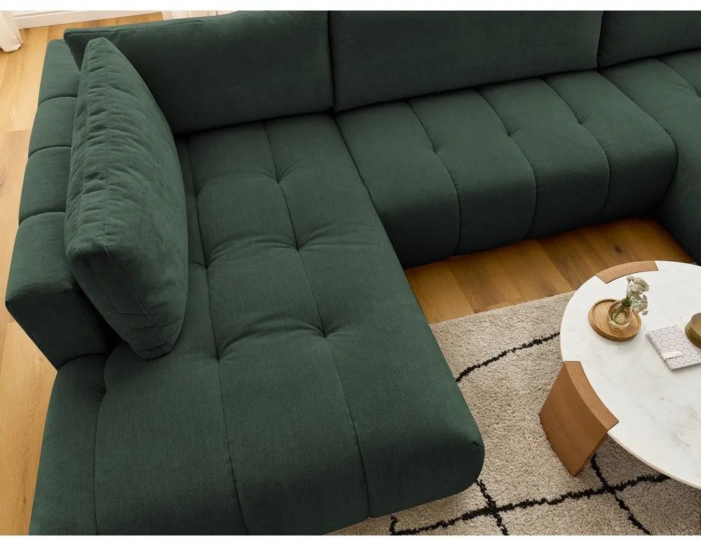 Colțar verde extensibil/cu spațiu de depozitare (cu colț pe partea stângă/în formă de "U") Fuji – Bobochic Paris