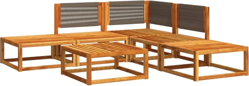 vidaXL Set canapele de grădină cu 6 piese, lemn de salcâm și frânghie