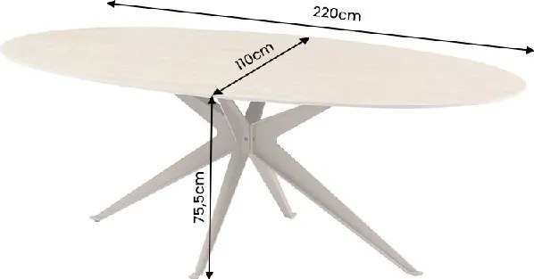 Masa ovala cu blat din ceramica TRAVERTIN 220cm